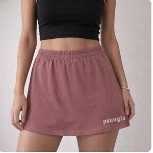 YoungLA NWT Skort Size Large Pink Athletic Skirt Built In Shorts